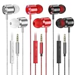 3 Pack Earphones, in ear Headphones Wired Earphones with Microphone and Volume Control, Clear Sound, Noise Isolating, 3.5mm Earbuds Wired for Samsung, PC,Tablet, iPad, MP3 and Other 3.5mm Devices