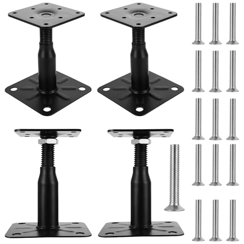 4 supports de base de poteau en acier galvanisé pour fixation au sol