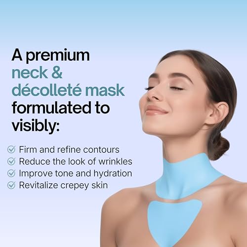 Martinni Neck & Décolleté Firming & Smoothing Mask 1-Pack – Hydrating Lift for Neck Lines, Crepey Skin & Chest Area – Collagen & Hyaluronic Acid