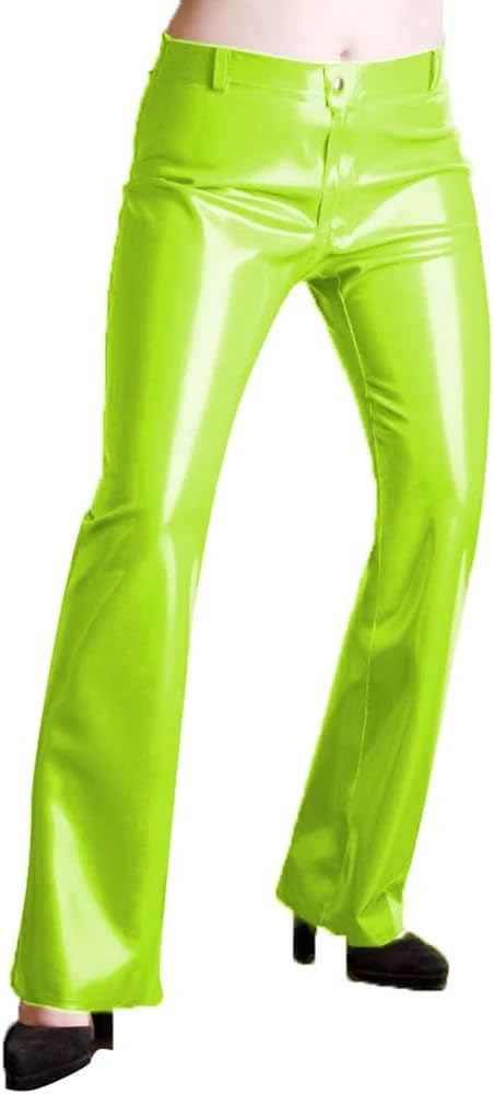 fetish queen Office Lady PVC Leather Solid Color Pants Womens High Waist Trousers Stretch Pants