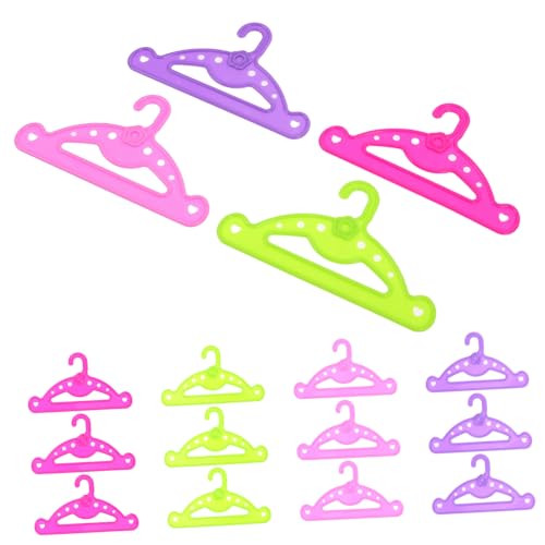 KICHOUSE Mini Doll Accessories 16pcs Doll Clothing Storage Hangers Sturdy Plastic Coat Hangers Doll Closet Hanger