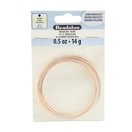 Image of Beadalon Carbon Steel Memory Wire, Round, Large Bracelet, Rose Gold Color, 0.5 oz, Approx. 30 coils