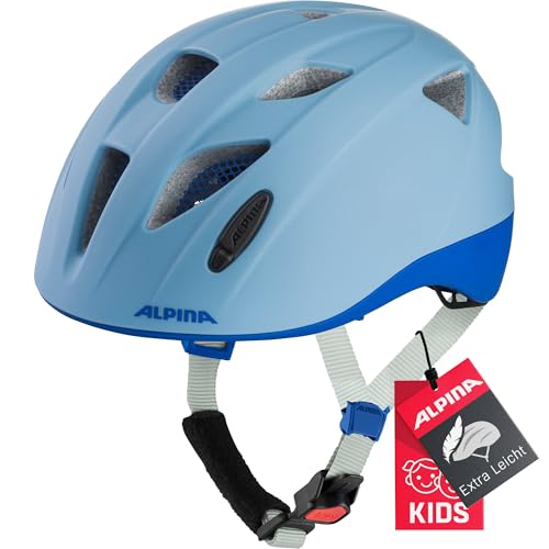 ALPINA Ximo L.E. - Leichter, Sicherer &Bruchfester Fahrradhelm, mit optionalen LED-Licht, Für Kinder, Smoke-Blue matt, 47-51 cm