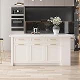 Homary 72-Inch White Kitchen Island with Seating and Storage Drawers