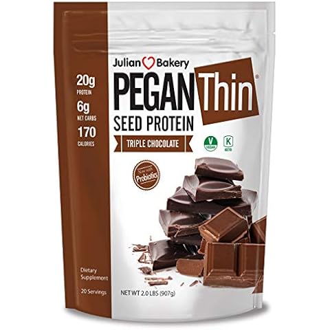 Julian Bakery Pegan Thin Protein Powder | Triple Chocolate | Organic Sacha Inchi Protein | 20g Protein | 6 Net Carbs | 2 LBS | 20 Servings Cover