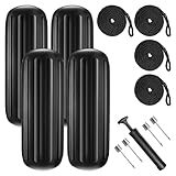 VOYOCHT Boat Fender 10 x 28 Inches, Boat Fender Bumper Pack of 4 and Pump to Inflate(Black)