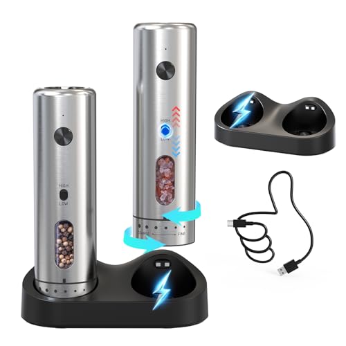 CIRCLE JOY Electric Salt and Pepper Grinder Set with Rechargeable...