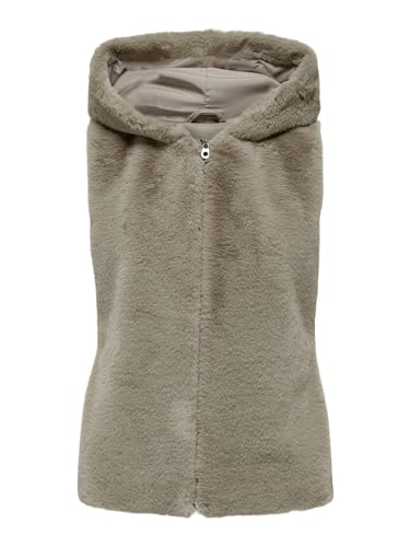Image of ONLY Faux Fur Detail Sleeveless Hooded Tailored Jacket