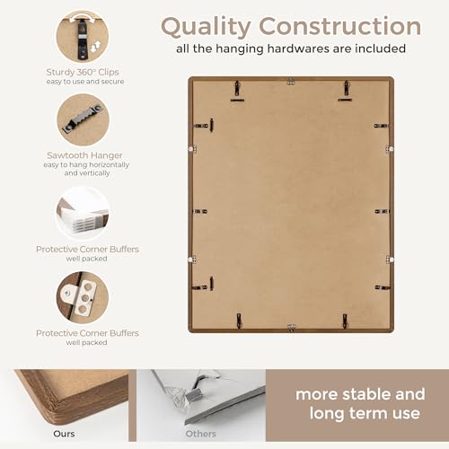 FLYJOE Solid Oak Wood Poster Frame 24x30 | Puzzle Frame With Mat For 18X24 | Tempered Glass and Hanging Hardware Included (Walnut, 1 Pack) by FLYJOE - Used condition - Image 7