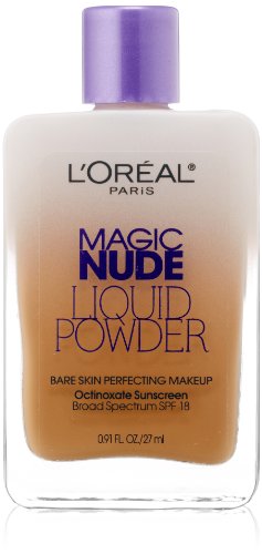 L’Oréal Paris Magic Nude Liquid Powder Bare Skin Perfecting Makeup SPF 18, Sun Beige, 0.91 Ounces