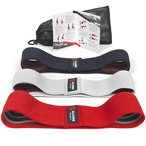 ELVIRE SPORT Bandas Elasticas Musculacion Mujer y Hombre (Set de 3) | Cintas Elasticas Fitness de Tela | Ligas para Ejercicios Gomas Yoga, Pilates, Crossfit, Sentadillas