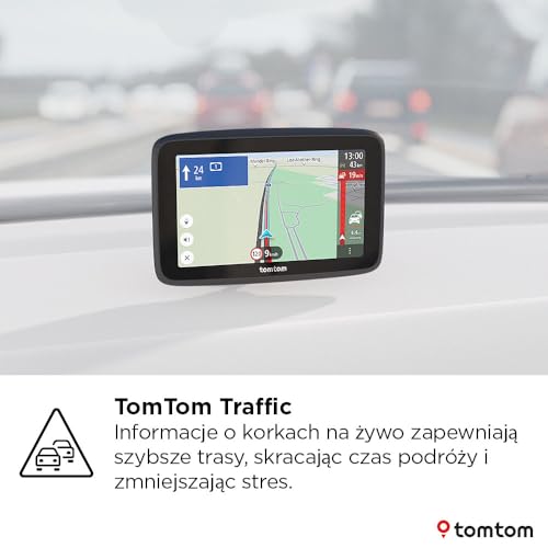 TomTom GO Advanced, z Ekranem 6-Cali, Informacjami Drogowymi, Ostrzeżeniami o Fotoradarach, Mapami Świata, Aktualizacje Wi-Fi, Asystentem Pasa, Wskazówkami Wizualnymi, Zintegrowanym Uchwytem
