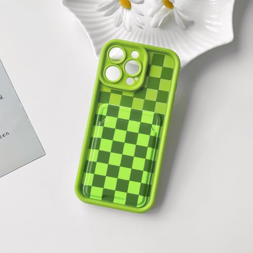 Lovmooful Compatible for iPhone 13 Pro Case Cute Color Checkerboard Lattice Plaid with Card Holder Design for Girls Women Soft TPU More Shockproof Protective Girly for iPhone Case-Green by Lovmooful - Used condition - Image 4