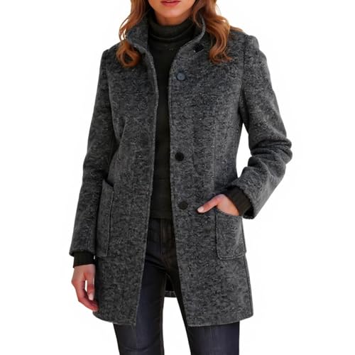 Wollmantel Damen Elegant Tailliert Übergangsmantel Damen Warm Schwarz Jacken Modisch Winter Coat Women Klassisch 1#schwarz L