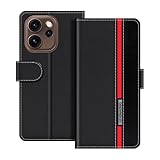 UOGNADGD Leather Phone Case Compatible with Oppo Reno 15 Pro 5G Global Flip Wallet Cover with Magnetic Closure, Kickstand & Card Holders, Shockproof Protection (Black)