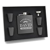 Personalized Black Matte Flask Set - Wedding Groomsmen Gift - Custom Engraved and Monogrammed for Free