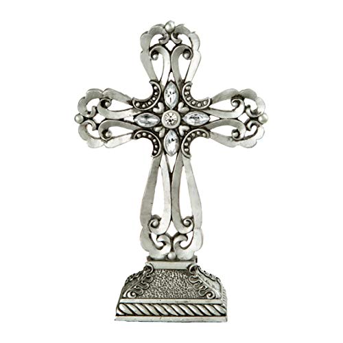 Fashioncraft 2505 Pewter Finish Cross Center Piece with Antique Accents