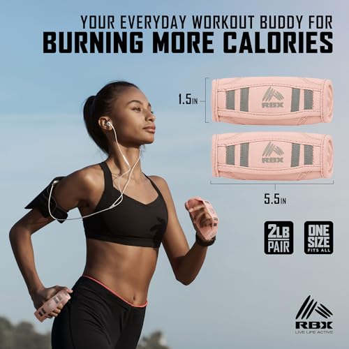 Image of RBX 2lb Walking Weights Pair (1lb Each), Soft Hand Weights with Reflective Safety Straps, Ergonomic Grip & Breathable Fabric, Add Resistance to Walking, Jogging & Aerobics