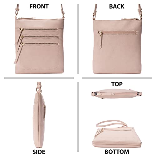 Image of Solene Crossbody Bag Functional Multi Pocket Messenger Purse Top Zip Closure Shoulder Handbag With Adjustable Strap