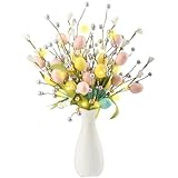 Xbessc 5 Piezas Ramas Artificiales de Árbol de Pascua, 40cm Decoraciones de Bayas de Huevos de Pascua, Decoración de árbol de Huevos con 1 Cinta Verde para Decoración de de Centro de Mesa