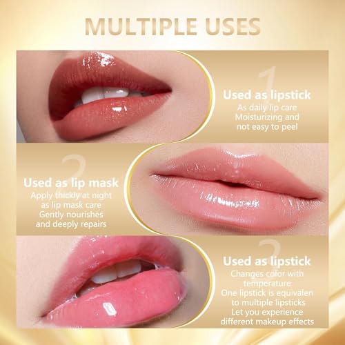 YCNASSS Color Changing Lipstick for Older Women, pH Adjusting Clear Lip Gloss, Transfer-Proof, Long-Lasting Hydration, 8+ Hours, 2 Pieces