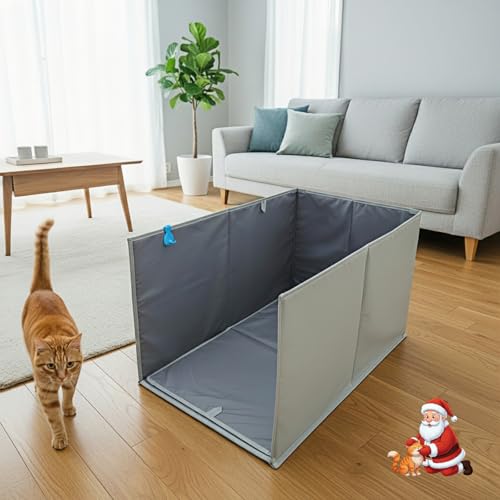 Gesomepurrz Extra Large Cat Litter Box Enclosure, Open Top High Side, All-in-One Waterproof Splash Guard for Pet Litter Pan, Scratch Proof Cover for Cat Litter Boxes
