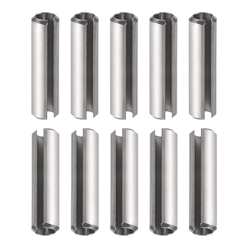 DTGN 6mmx30mm(DxL) Slotted Spring Pin - 10Pack - Good for Home Machine Fastener - Stainless Steel Spring Dowel Tension Roll Pin - Silver
