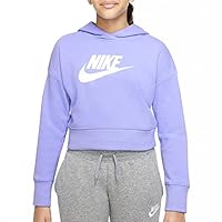 Nike Girls' Sportswear Club French Terry Cropped Hoodie, , Purple, X-Large
