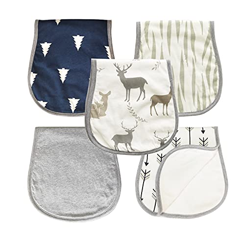 Baby Burp Cloths for Newborn Infant 100% Organic Cotton Ultra Absorbent and Soft Milk Spit Up Rags Baby Washcloths Burping Bibs Keep Clothes Dry 3 Layers for Unisex Boys and Girls Sets of 5 Pack…2