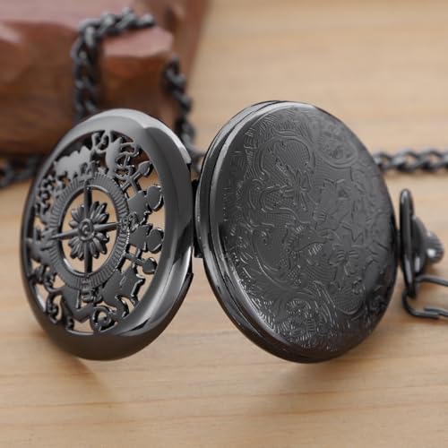 Image of Quartz Pocket Watch for Men, White Roman Digital Dial Pocket Watches for Men with Chain