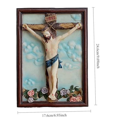 Crucifix de Jésus avec cadre : statue religieuse pour décoration de table et Pâques - 4