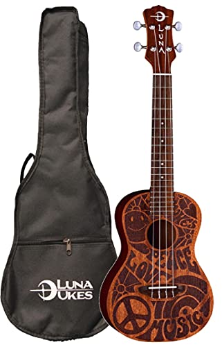 Luna UKE PCE C Love Music Peace Concert Ukulele cover