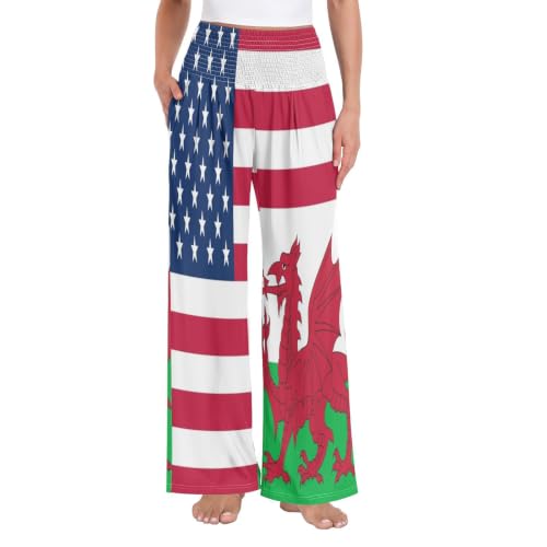 Pantalon de détente femme avec poches GuoChe voyage motif drapeau