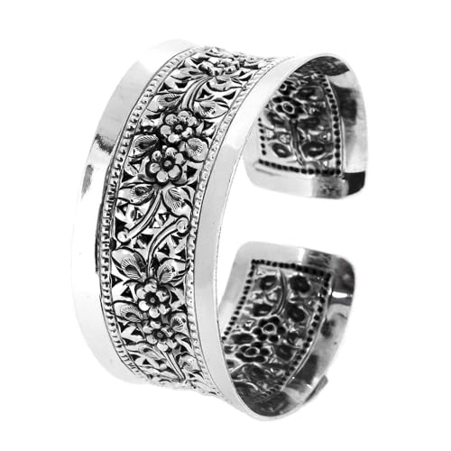 VN Jewelry Statement 925 Sterling Silver Cuff Bangle Bracelet for