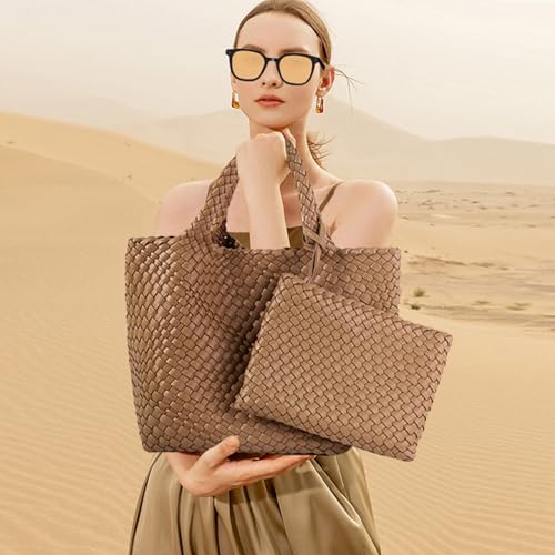 Image of JINMANXUE Fashion Woven Bag Shopper Bag Travel Handbags and Purses Women Tote Bag Large Capacity Shoulder Bags