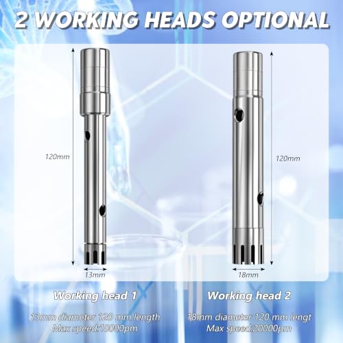Hochgeschwindigkeits-Homogenisator 8000 bis 22000 U/min Einstellbar 5-1000ML Homogenizer mit 4 Messbecher Labor Emulgator mit Digitalanzeige für Medien Zelldispersion Kosmetik Lebensmittel