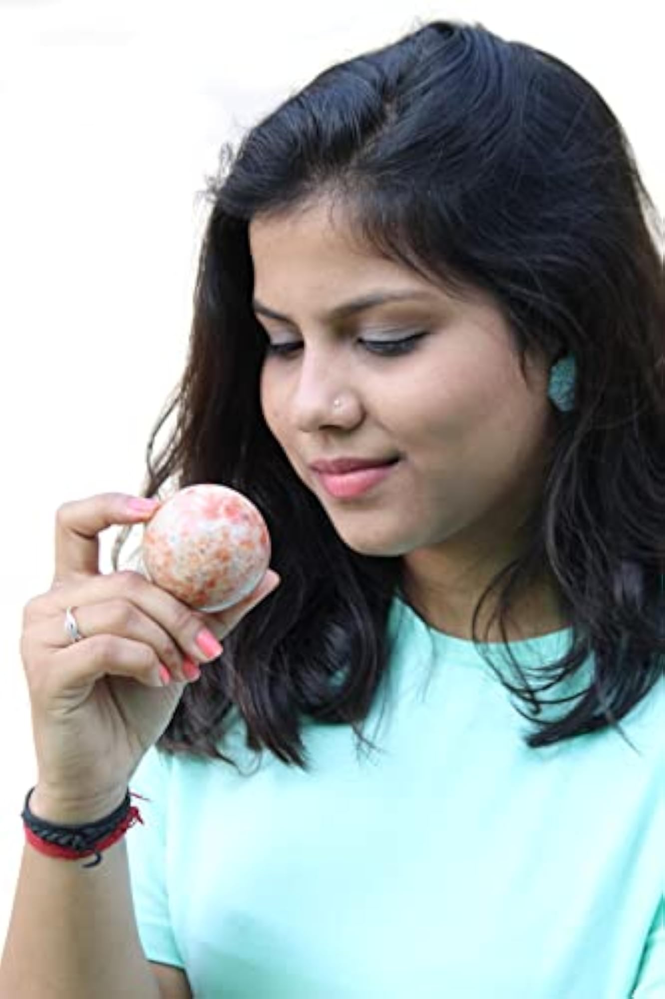 Jet Sunstone Hand Carved Sphere Gemstone, Healing Focus