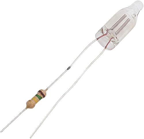 Vista 29 de Othmro 100 bombillas LED AC 220 V F5 5 × 0.512 in luz roja brillante bombillas de neón lámparas indicadoras duraderas W 150K Resistor Lámparas