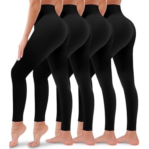 4 Pack Leggings for Women Butt Lift High Waisted Tummy Control No See-Through Yoga Pants Workout Running Leggings Cover