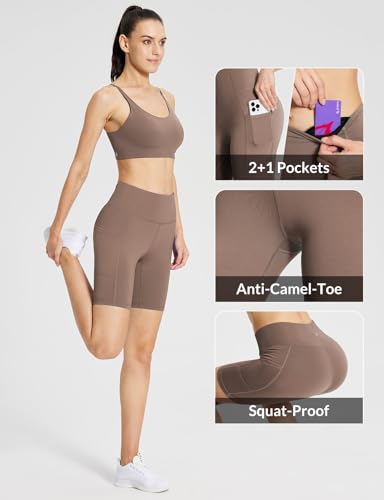 Image of baleaf Women's 8 inch / 5 inch / 3 inch Biker Shorts High Waist Yoga Workout Gym Running Volleyball Spandex Shorts with Pockets