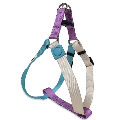 PawHuggies Small Dog Harness, Adjustable No-Pull, Tri-Color, Step-in Design, Heavy Duty, Easy Walk, Size 4/5