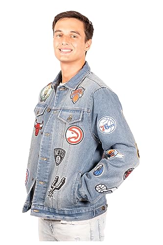 Ultra Game SKM4084H Nba Multi Team Mens Distressed Patch Jean Jacket thumb #2