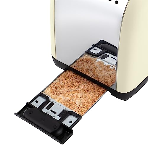Russell Hobbs 2 Slice Lift & Look Toaster (Longer slots, 6 Browning levels, Defrost/Reheat/Cancel function, Removable Crumb Tray, 1670W, Cream & Stainless Steel Gloss finish) 26551 - Image 6