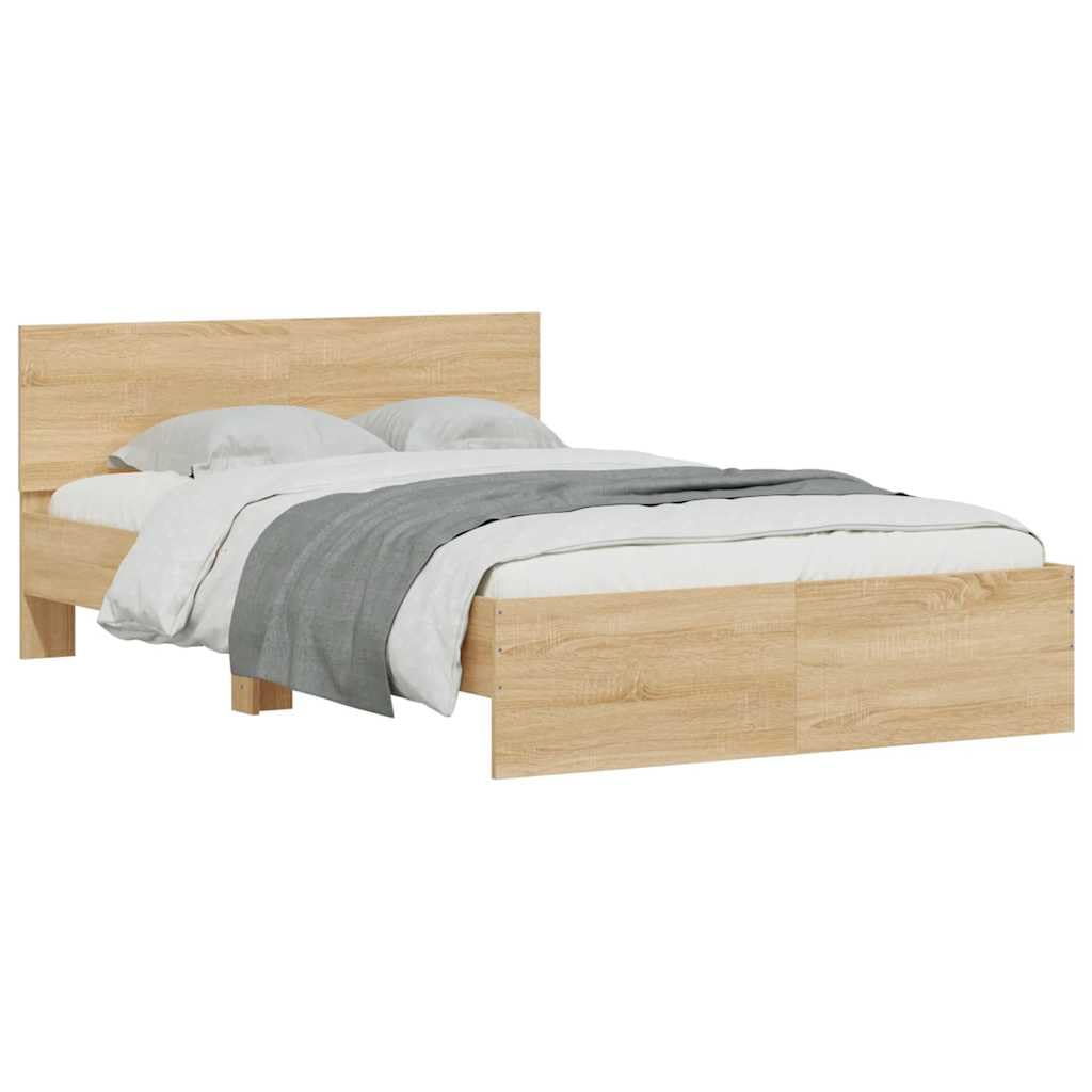 vidaXL Estructura de Cama cabecero y Luces LED Roble Sonoma 140x200 cm