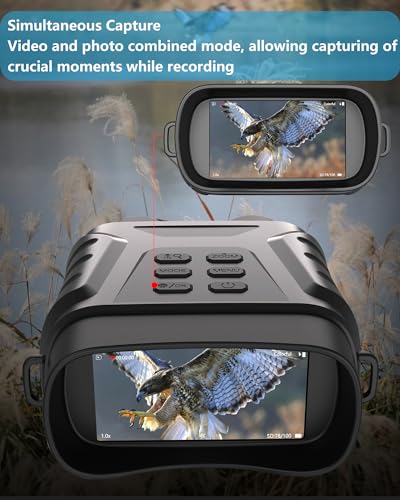 4K Infrared Night Vision Binoculars with 8X Digital Zoom, Adjustable IR Light, Viewing up to 650FT in Total Darkness, 32GB Card - Ideal Gift for Men, Hunting, Camping, Surveillance