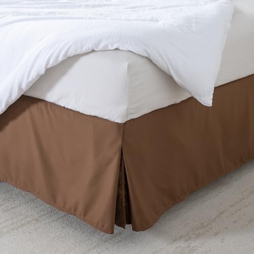 Cache-sommier plissé marron 137x190 cm avec jupe de lit en polyester doux pour la maison - 2