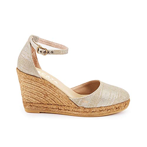 Image of Viscata Estartit Espadrille Canvas Wedges Spain Handmade 3 inch Heel Women's Sandals with Breathable Organic Cotton Canvas and 100% Natural Jute Midsole for all Occasions: Casual, Work, Party