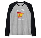 Mapa de Mallorca España Vintage Bandera España Diseño Camiseta Manga Raglan