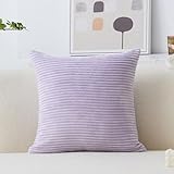 Home Brilliant Lavender Throw Pillows Cover Solid Supersoft Corduroy Handmade Decorative Velvet Pillow Cover for Bed, 18x18 Inch (45cm)