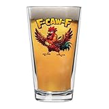 Rogue River Tactical Rooster F Caw F Off Sarcastic Funny Beer Glass Drinking Cup Pint 16oz Pub Gag Gift Hilarious Joke For Men Him Husband Father's Day Joke
